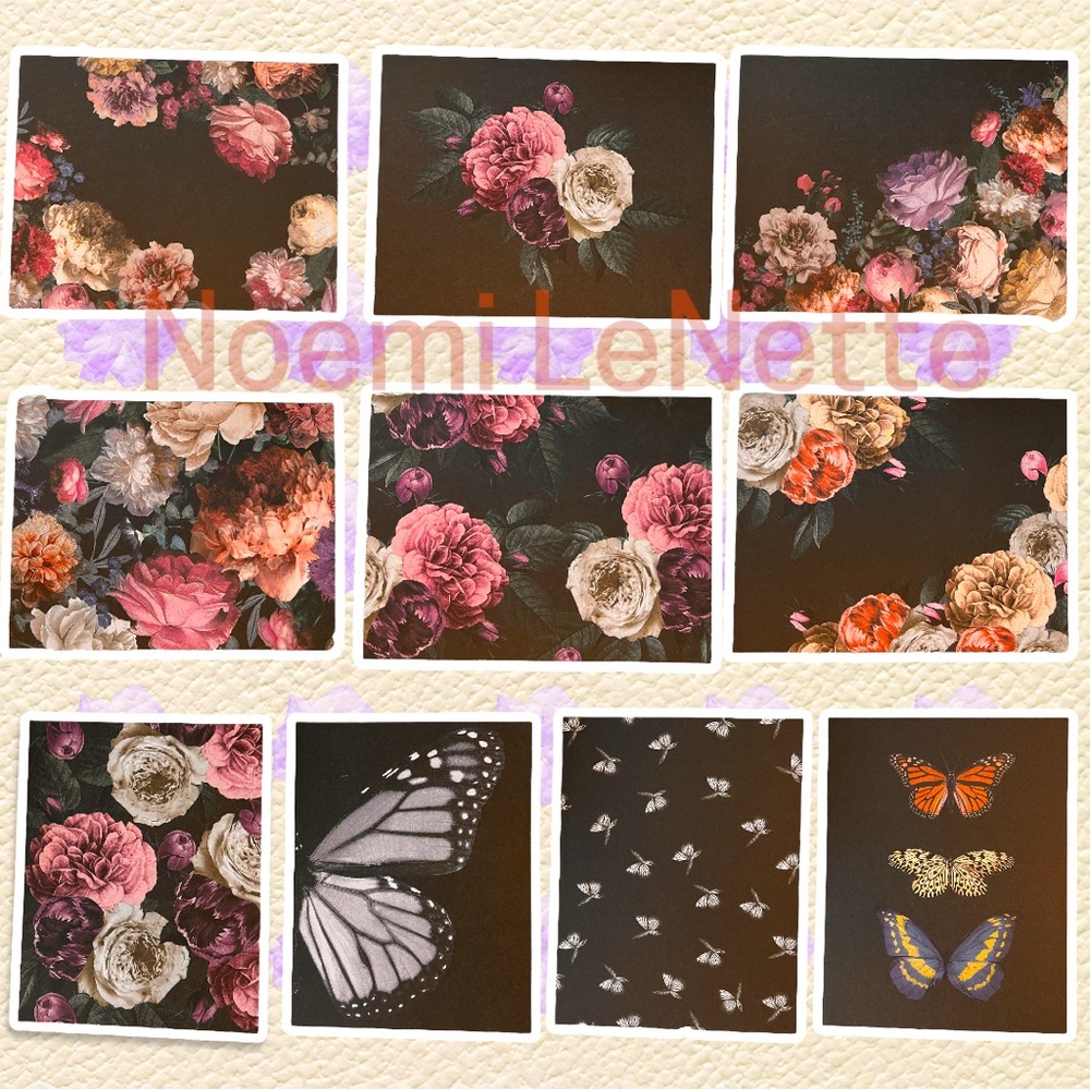 🥀 Stationary Card & Envelope Set 🪷 Dark Floral Theme 🌺 10 Unique Designs 🦋